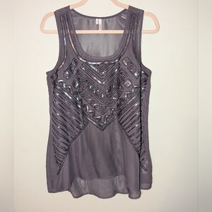 Embellished Sheer Tunic Top